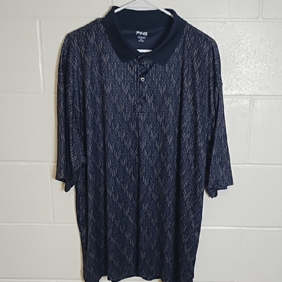 Ping Men's Navy & Tan Patterned Polo Shirt - Picture 1 of 9